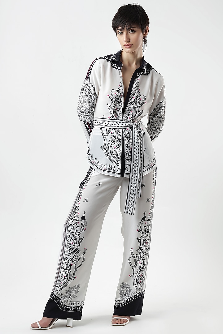 Ivory Crepe Pants by Limerick By Abirr N' Nanki at Pernia's Pop Up Shop