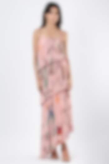 Blush Pink Georgette Tiered Maxi Vacation Dress by Limerick By Abirr N' Nanki at Pernia's Pop Up Shop