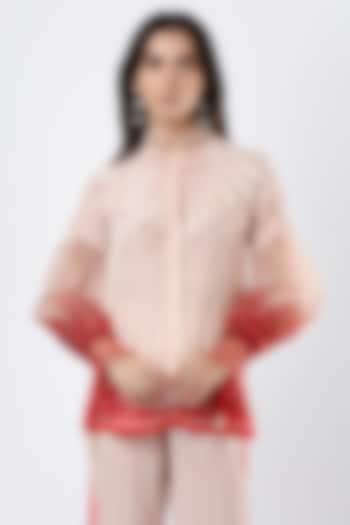 Ivory Crepe Printed & Embroidered Shirt by Limerick By Abirr N' Nanki at Pernia's Pop Up Shop