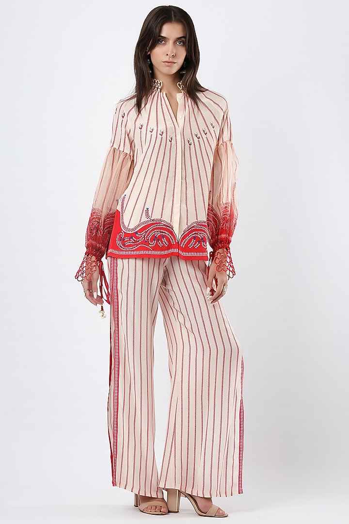 Ivory Crepe Pants by Limerick By Abirr N' Nanki at Pernia's Pop Up Shop