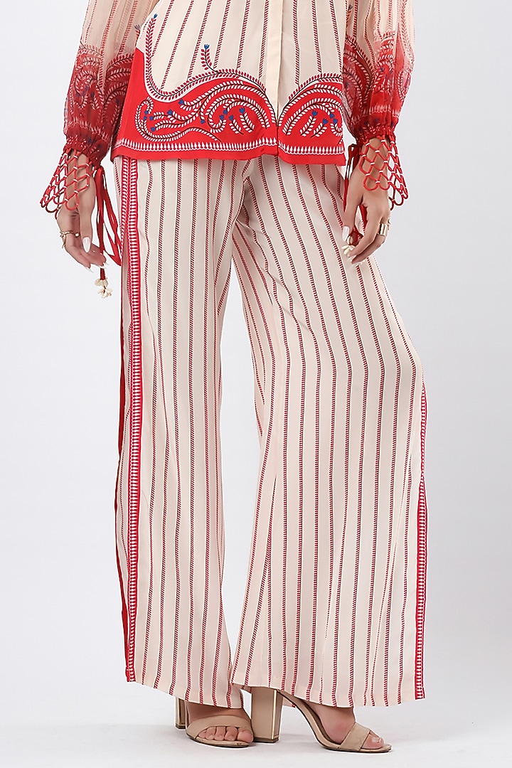 Ivory Crepe Pants by Limerick By Abirr N' Nanki at Pernia's Pop Up Shop