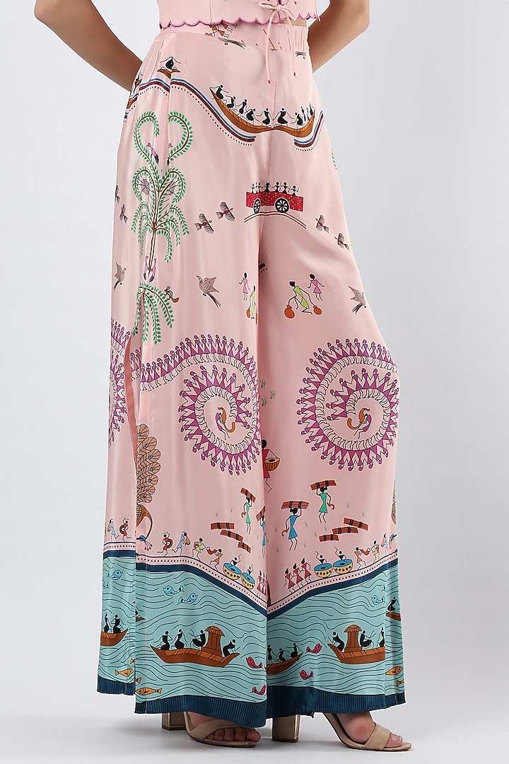 Blush Pink Crepe Pants by Limerick By Abirr N' Nanki at Pernia's Pop Up Shop