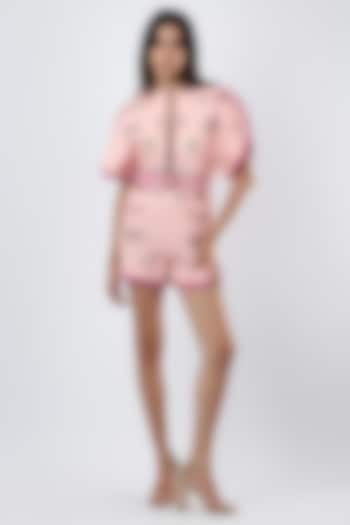 Multi-Colored Bamberg Crepe Hand Embroidered Playsuit by Limerick By Abirr N' Nanki at Pernia's Pop Up Shop