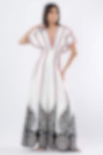 Ivory Cotton Satin Printed Jumpsuit by Limerick By Abirr N' Nanki at Pernia's Pop Up Shop