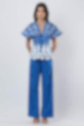 Cobalt Blue Cotton Satin Pants by Limerick By Abirr N' Nanki at Pernia's Pop Up Shop