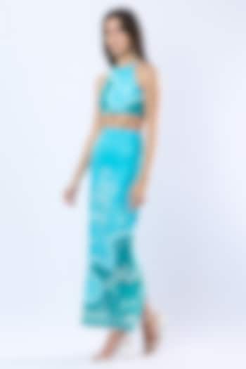 Teal Blue Bamberg Crepe Top by Limerick By Abirr N' Nanki at Pernia's Pop Up Shop