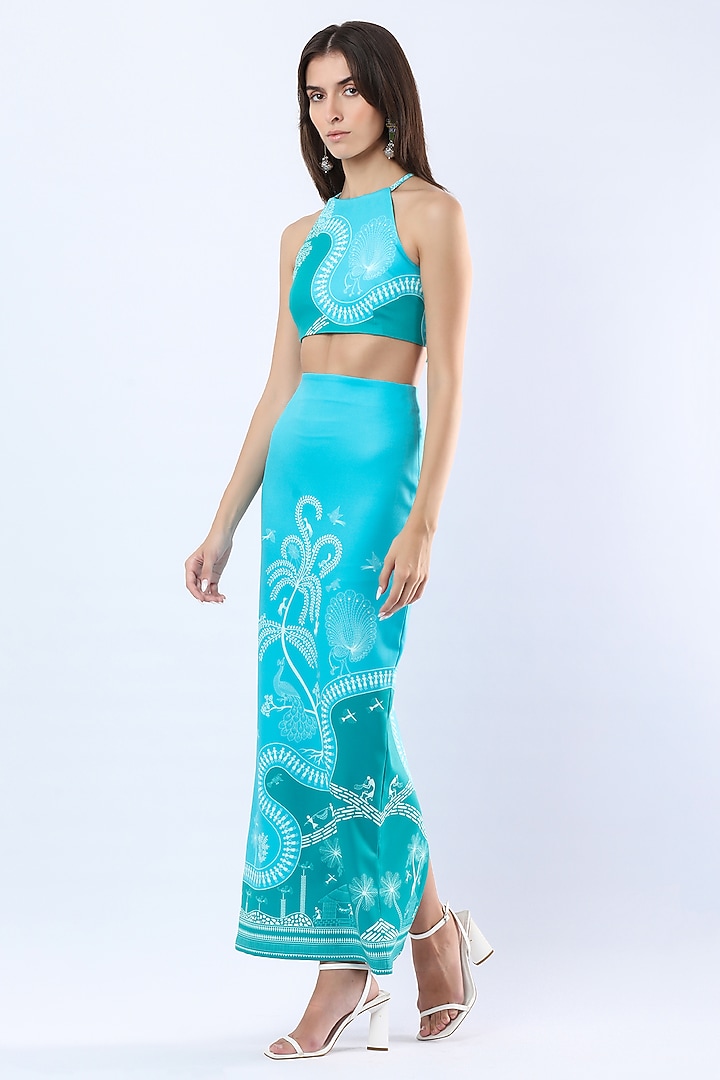 Teal Blue Bamberg Crepe Top by Limerick By Abirr N' Nanki at Pernia's Pop Up Shop