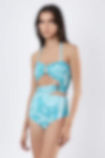 Blue Polyester & Spandex Bikini Set by Limerick By Abirr N' Nanki at Pernia's Pop Up Shop