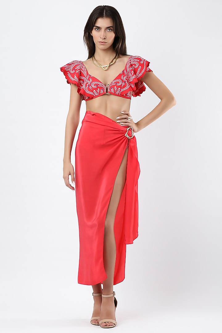 Coral Crepe Sarong by Limerick By Abirr N' Nanki at Pernia's Pop Up Shop