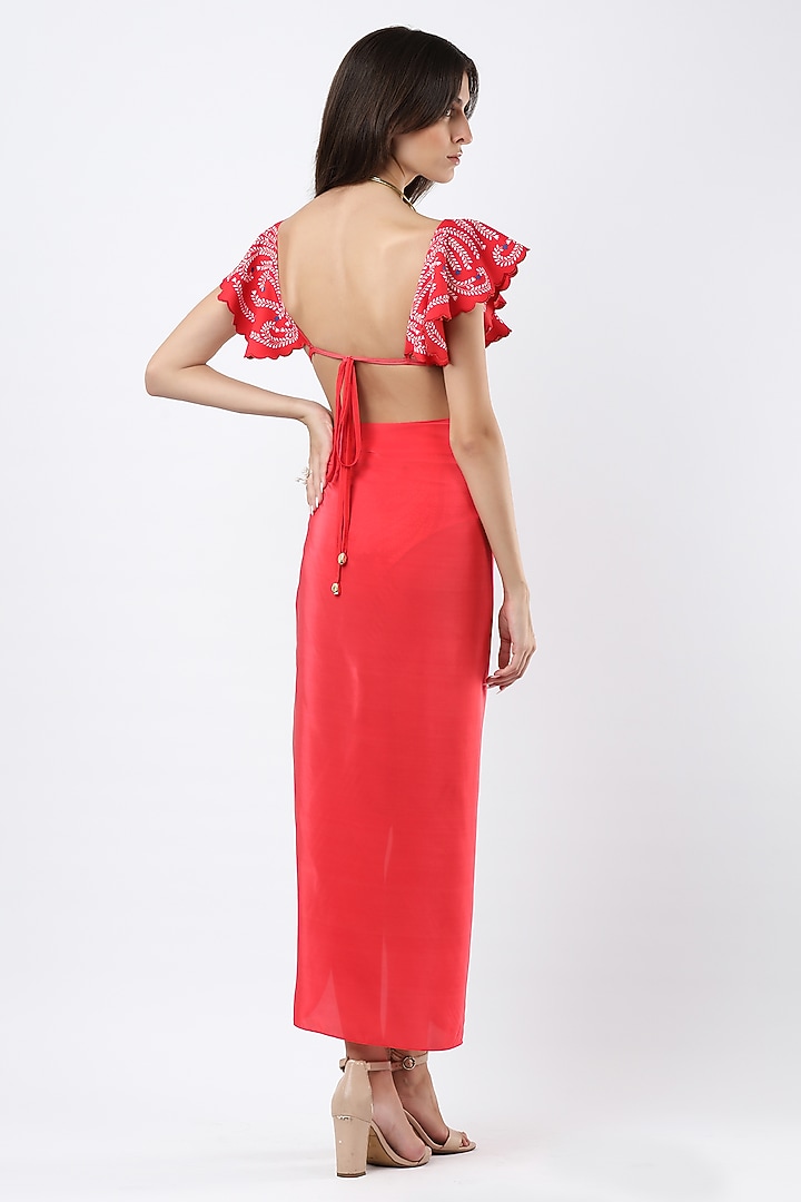 Coral Crepe Sarong by Limerick By Abirr N' Nanki at Pernia's Pop Up Shop