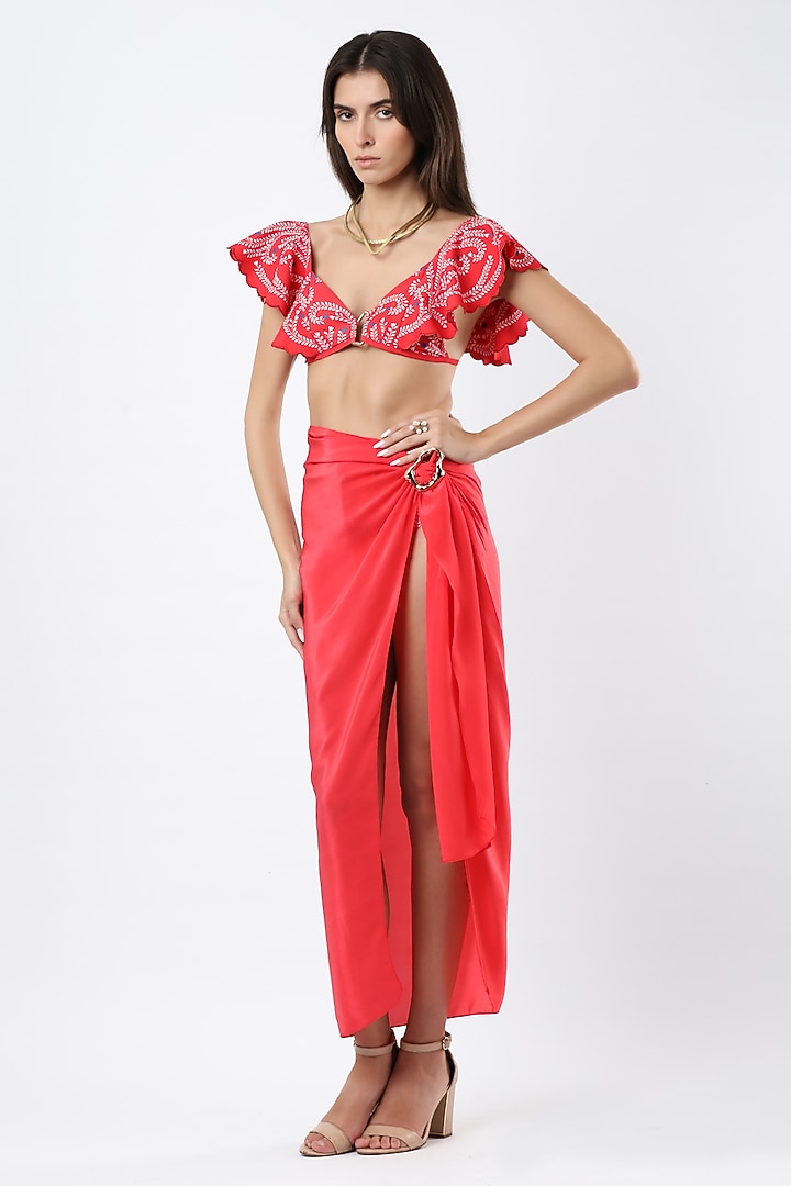 Coral Crepe Sarong by Limerick By Abirr N' Nanki at Pernia's Pop Up Shop