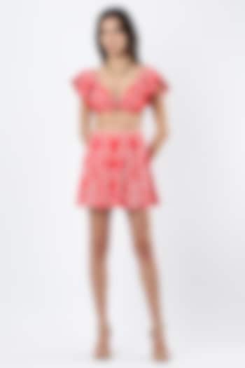 Coral Polyester & Spandex Printed Swim Skirt by Limerick By Abirr N' Nanki at Pernia's Pop Up Shop
