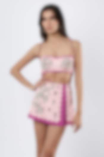 Pink Polyester & Spandex Printed Bikini Set by Limerick By Abirr N' Nanki at Pernia's Pop Up Shop