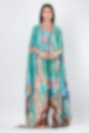 Multi-Colored Crepe Printed Cape by Limerick By Abirr N' Nanki at Pernia's Pop Up Shop
