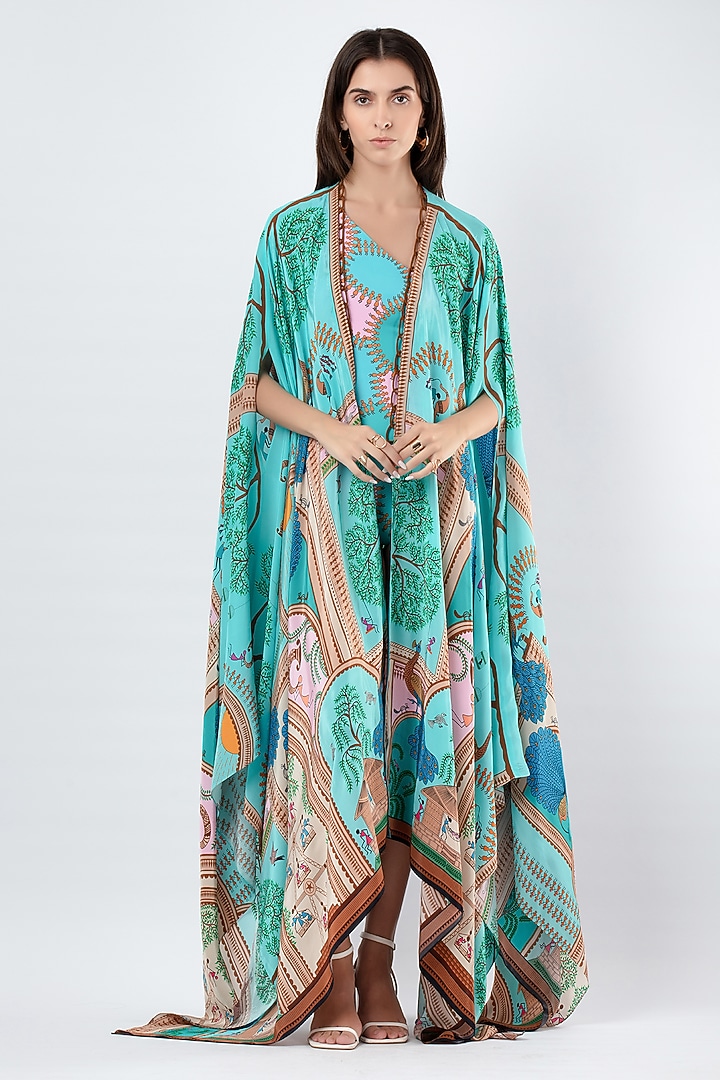 Multi-Colored Crepe Printed Cape by Limerick By Abirr N' Nanki at Pernia's Pop Up Shop