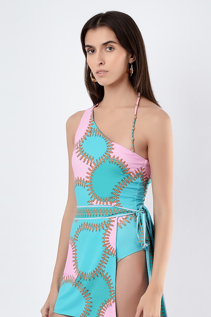 Multi-Colored Polyester & Spandex Printed Swim Skirt by Limerick By Abirr N' Nanki at Pernia's Pop Up Shop