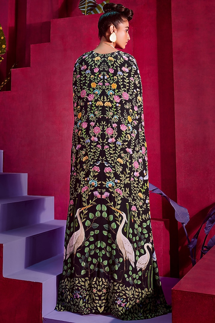 Black Printed Cape Set by Limerick By Abirr N' Nanki at Pernia's Pop Up Shop