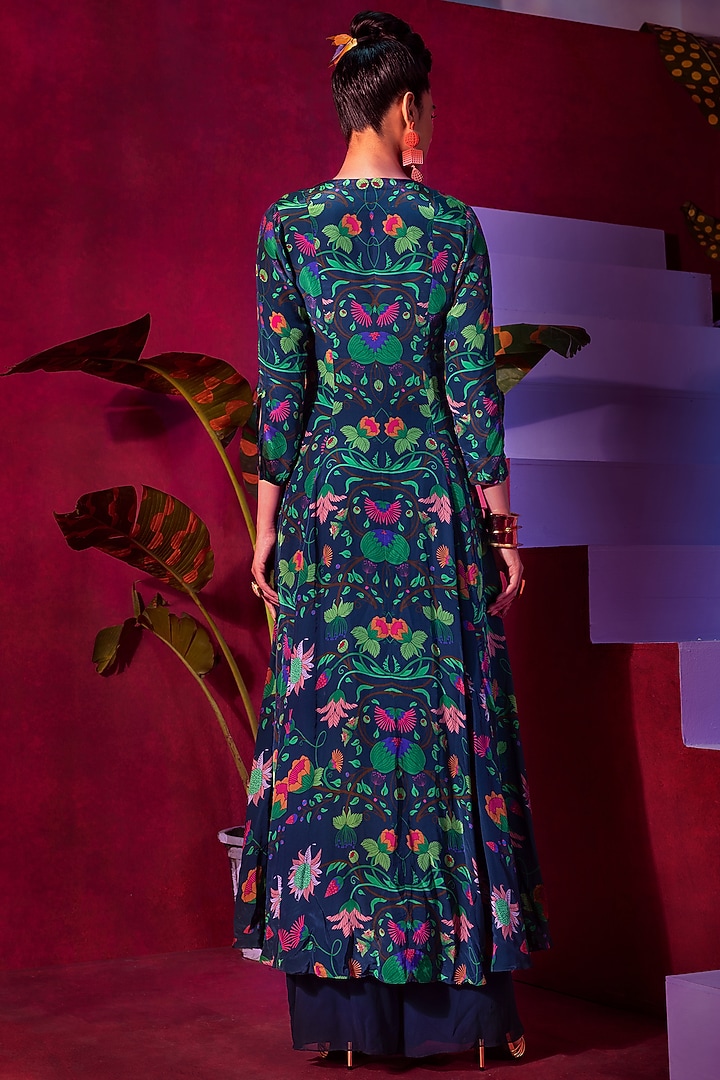 Multi-Colored Printed Kalidar Kurta Set by Limerick By Abirr N' Nanki at Pernia's Pop Up Shop