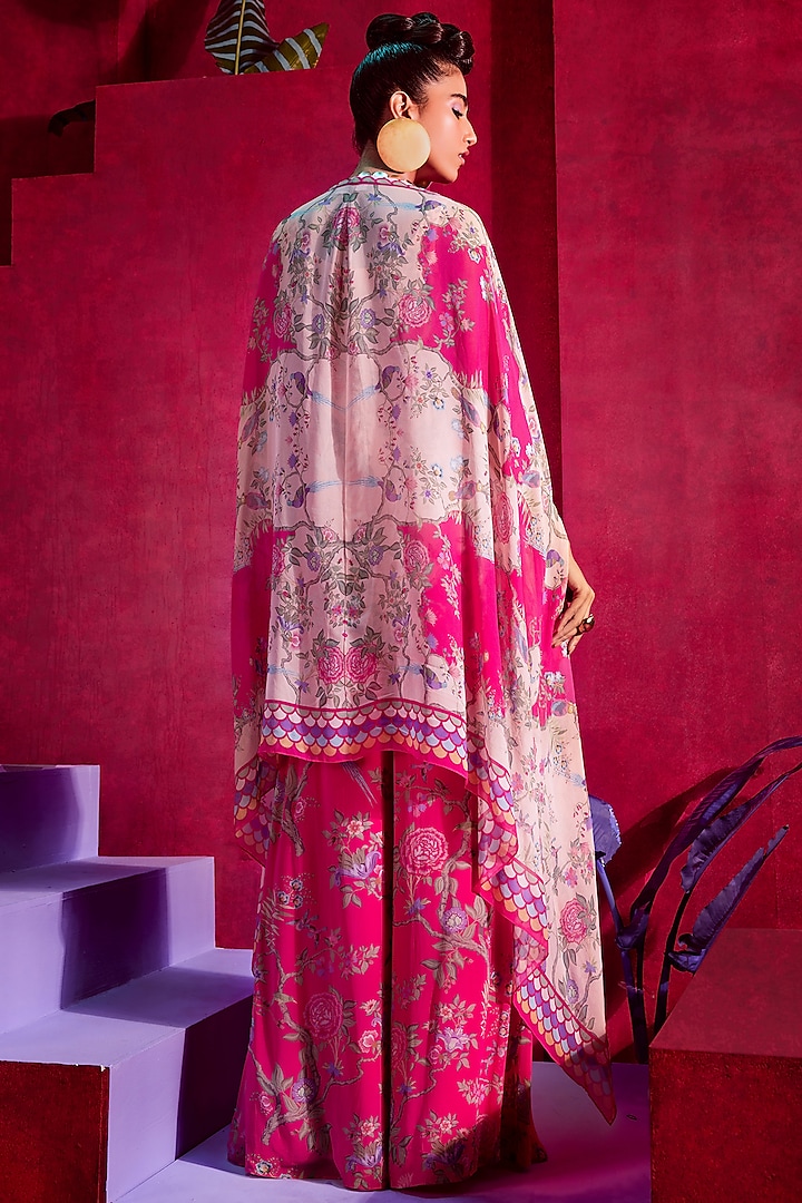 Blush Pink Embroidered Cape Set by Limerick By Abirr N' Nanki at Pernia's Pop Up Shop