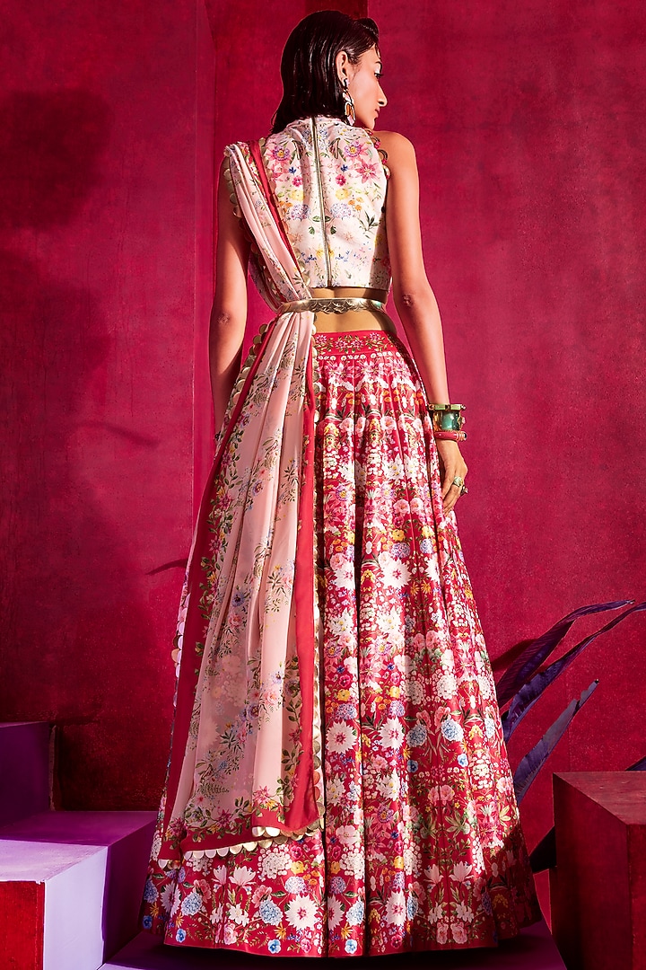 Blush Pink Printed & Embroidered Wedding Lehenga Set by Limerick By Abirr N' Nanki at Pernia's Pop Up Shop
