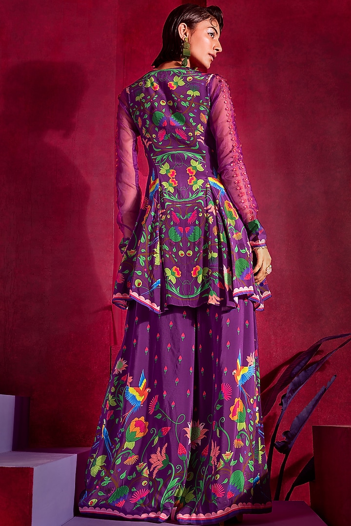 Deep Purple Printed Peplum Tunic Set by Limerick By Abirr N' Nanki at Pernia's Pop Up Shop