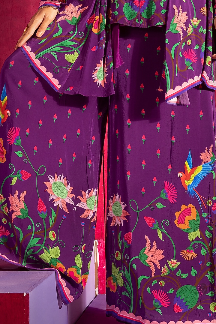 Deep Purple Printed Peplum Tunic Set by Limerick By Abirr N' Nanki at Pernia's Pop Up Shop