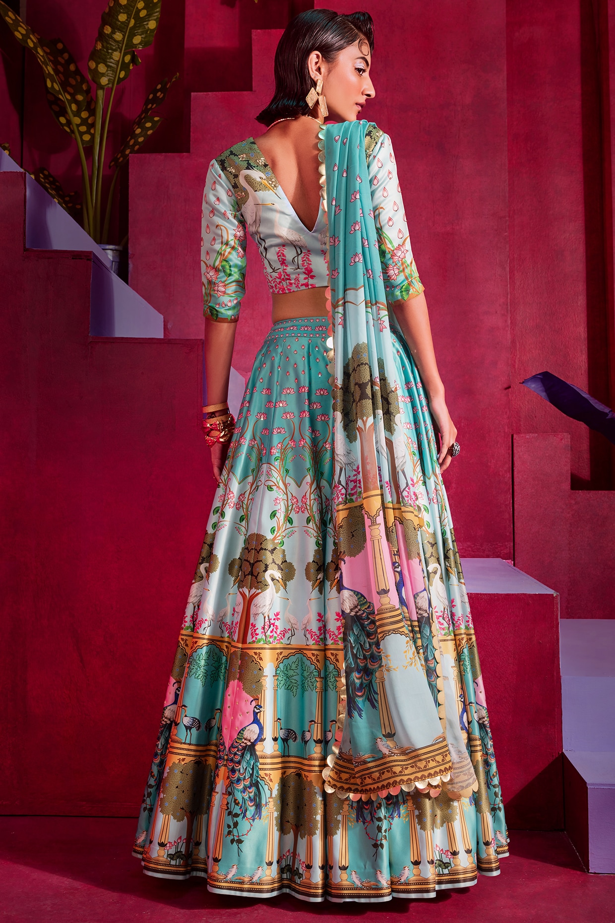 Trendy Straight Cut Lehenga in Red, Blue, and Pink