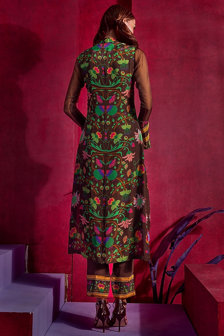 Brown Printed & Embroidered Tunic Set by Limerick By Abirr N' Nanki at Pernia's Pop Up Shop