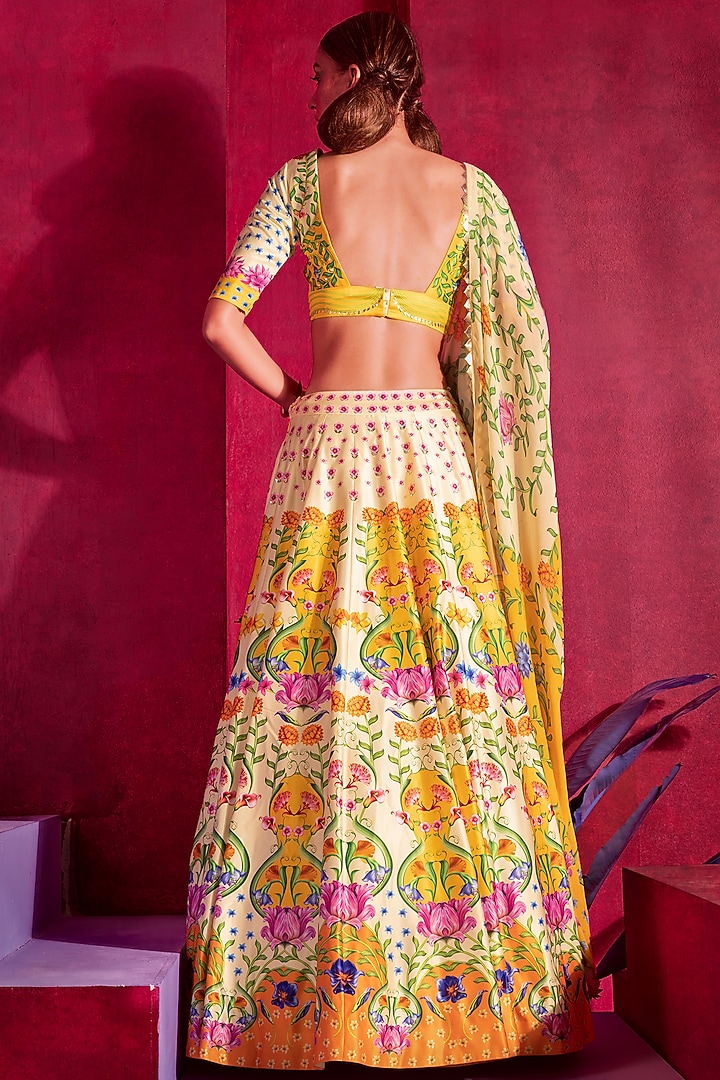 Blush Pink Printed & Embroidered Wedding Lehenga Set by Limerick By Abirr N' Nanki at Pernia's Pop Up Shop