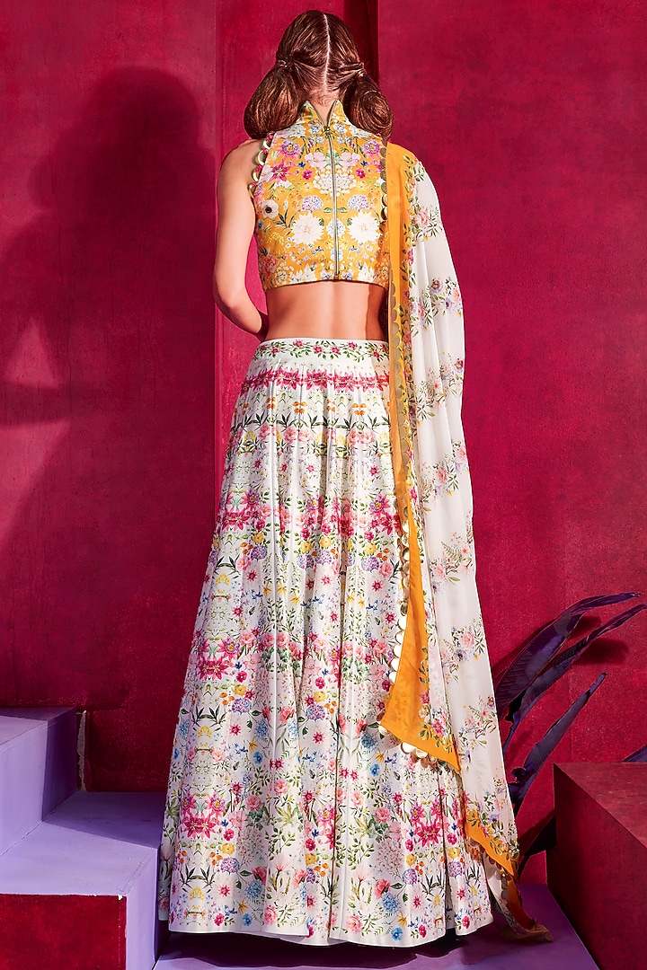 Pink Printed & Embellished Wedding Lehenga Set by Limerick By Abirr N' Nanki at Pernia's Pop Up Shop
