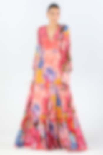 Multi-Colored Georgette Printed Maxi Dress by Limerick By Abirr N' Nanki at Pernia's Pop Up Shop