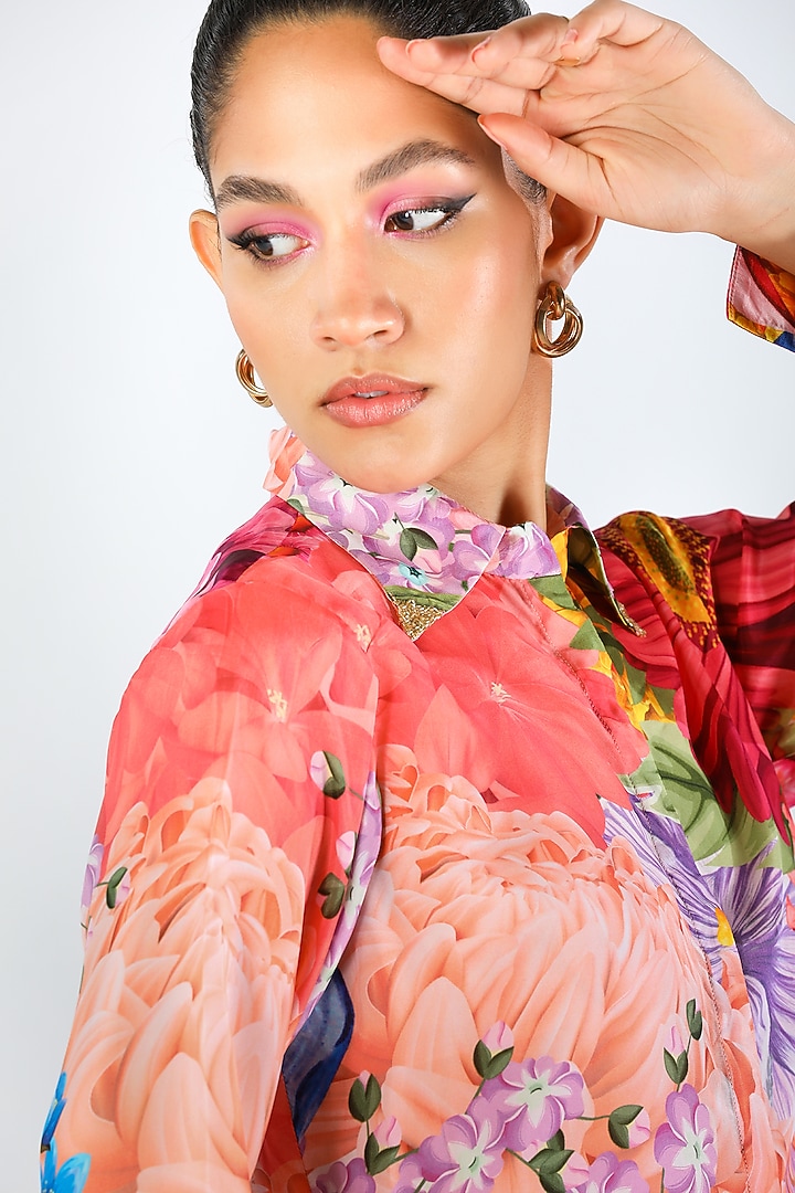 Multi-Colored Habutai Silk Printed Shirt by Limerick By Abirr N' Nanki at Pernia's Pop Up Shop
