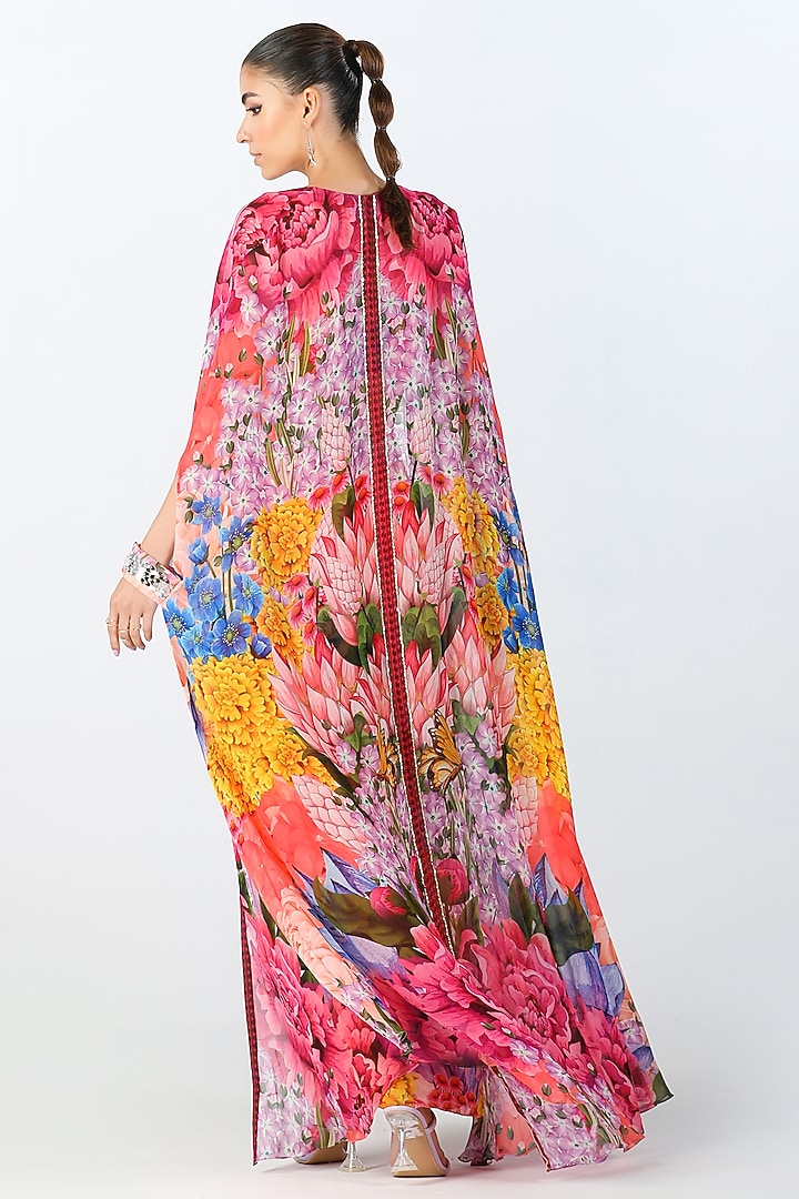 Multi-Colored Georgette Printed Draped Skirt Set by Limerick By Abirr N' Nanki at Pernia's Pop Up Shop