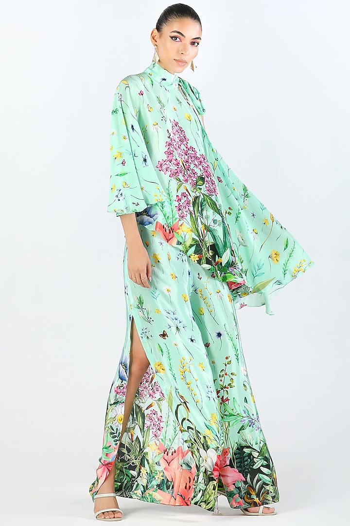 Aqua Crepe Printed Co-Ord Set by Limerick By Abirr N' Nanki at Pernia's Pop Up Shop