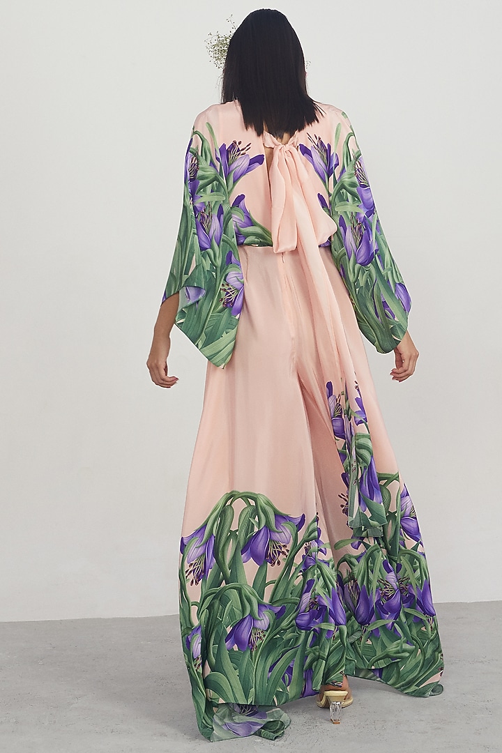 Pink Printed & Embroidered Jumpsuit by Limerick By Abirr N' Nanki at Pernia's Pop Up Shop