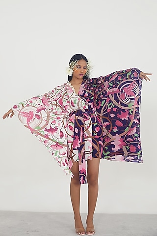Ivory Printed Kaftan Dress by Limerick By Abirr N' Nanki