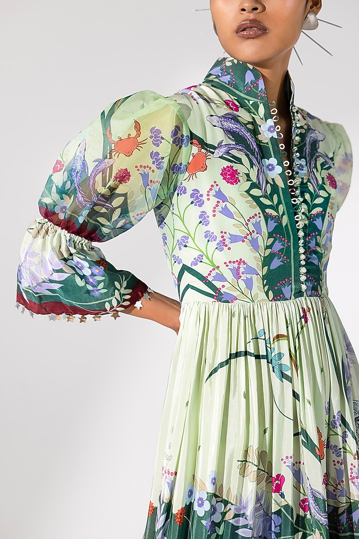 Lime Green Printed Maxi Vacation Dress by Limerick By Abirr N' Nanki at Pernia's Pop Up Shop