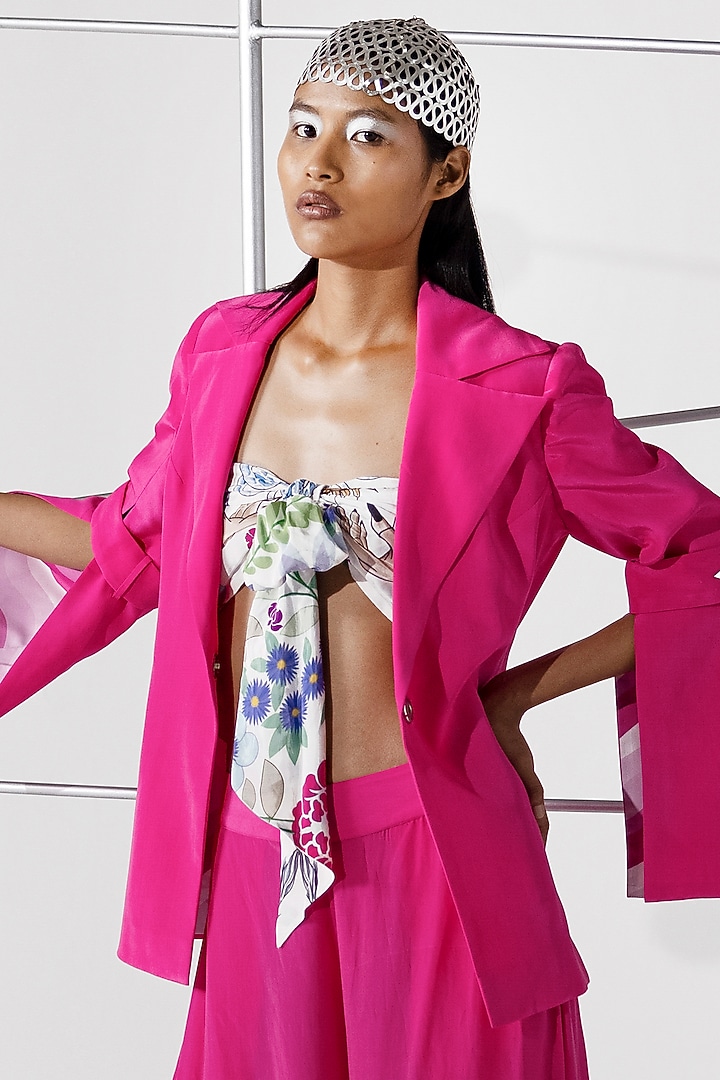 White Printed Knotted Bustier by Limerick By Abirr N' Nanki at Pernia's Pop Up Shop