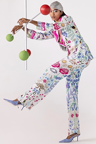 White Zodiac Printed Jacket by Limerick By Abirr N' Nanki