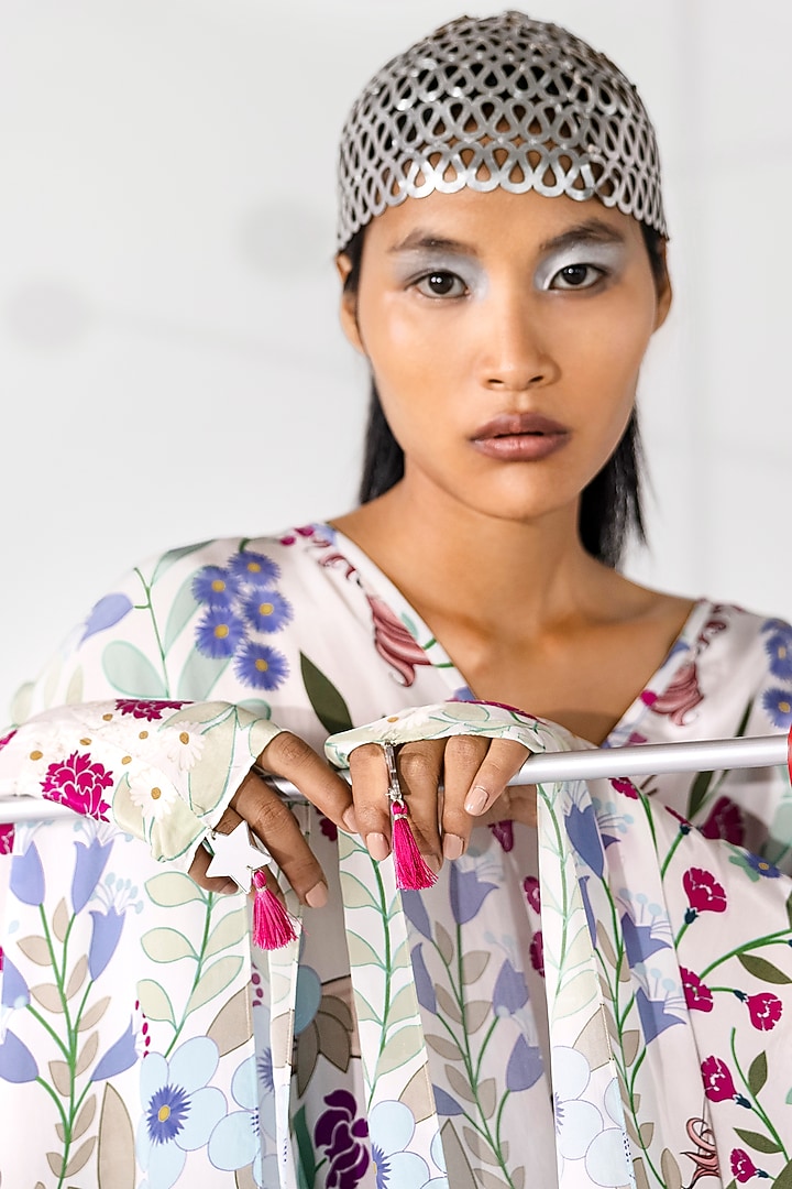 White Embroidered Kaftan Dress by Limerick By Abirr N' Nanki at Pernia's Pop Up Shop