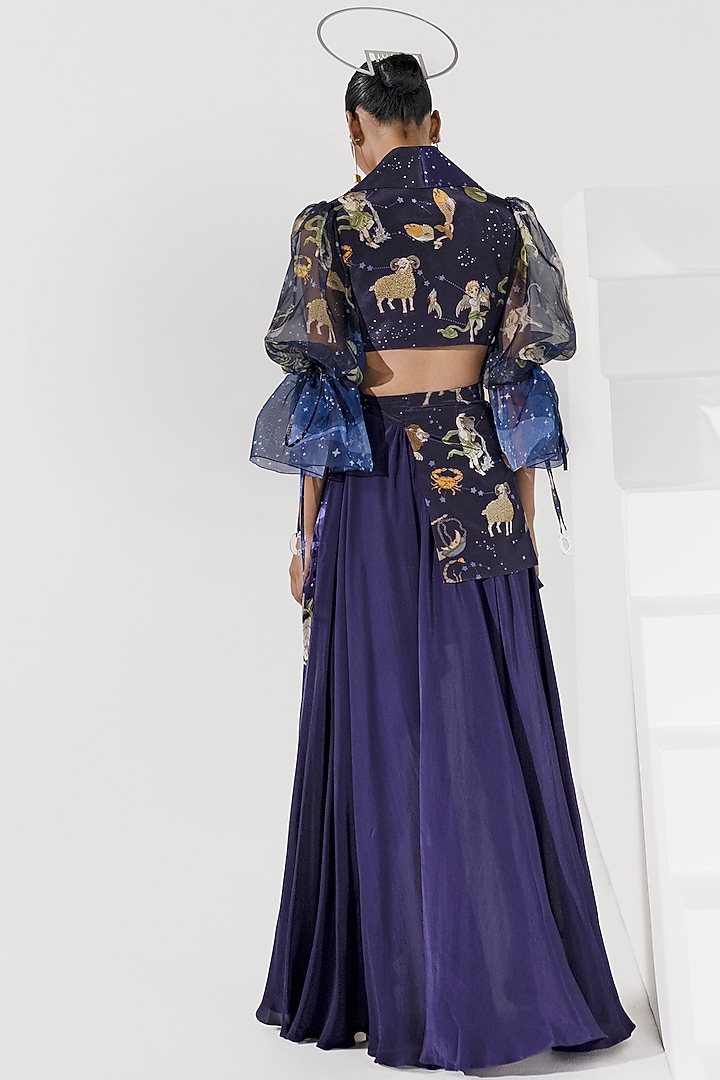 Dark Navy Blue Asymmetrical Jacket Vacation Dress by Limerick By Abirr N' Nanki at Pernia's Pop Up Shop