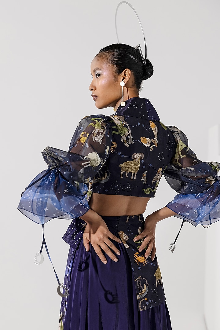 Dark Navy Blue Asymmetrical Jacket Vacation Dress by Limerick By Abirr N' Nanki at Pernia's Pop Up Shop