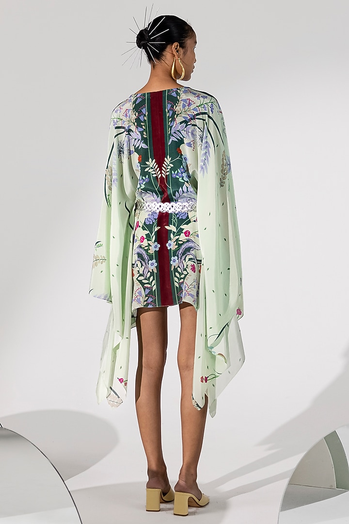 Mint Green Printed Kaftan Dress by Limerick By Abirr N' Nanki at Pernia's Pop Up Shop