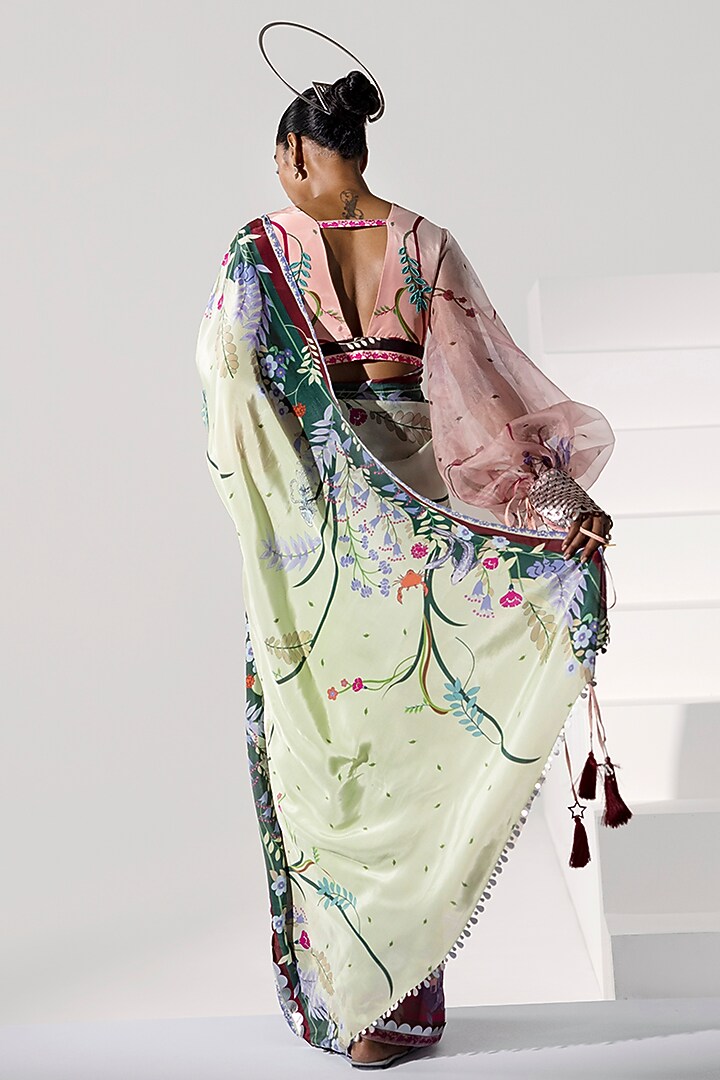 Blush Pink Hand Embroidered Blouse by Limerick By Abirr N' Nanki at Pernia's Pop Up Shop