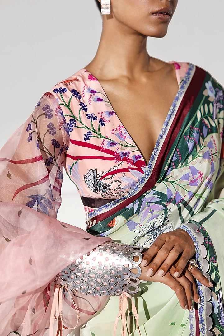 Blush Pink Hand Embroidered Blouse by Limerick By Abirr N' Nanki at Pernia's Pop Up Shop
