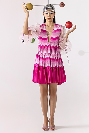 Magenta Printed Vacation Dress by Limerick By Abirr N' Nanki at Pernia's Pop Up Shop