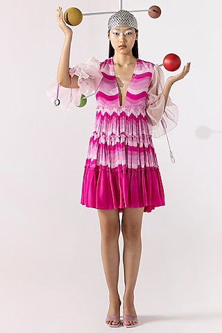 Magenta Printed Dress by Limerick By Abirr N' Nanki