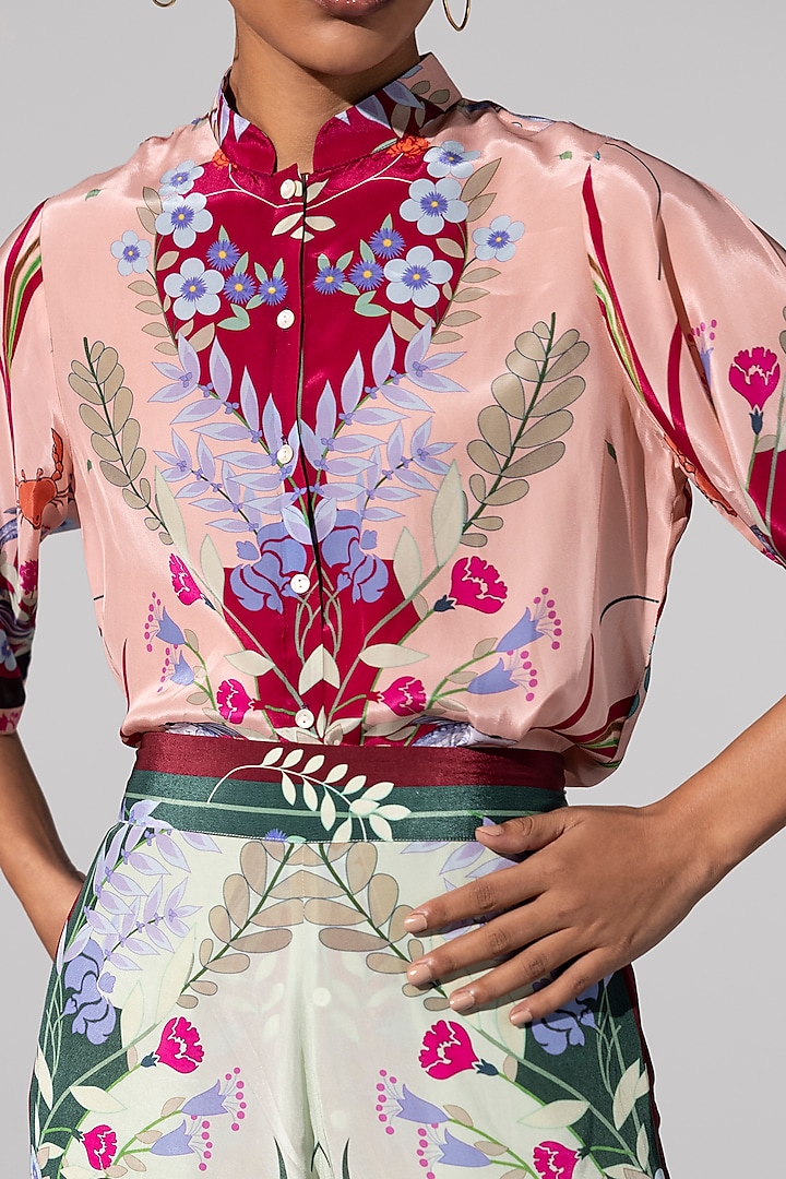 Blush Pink Printed Shirt by Limerick By Abirr N' Nanki at Pernia's Pop Up Shop