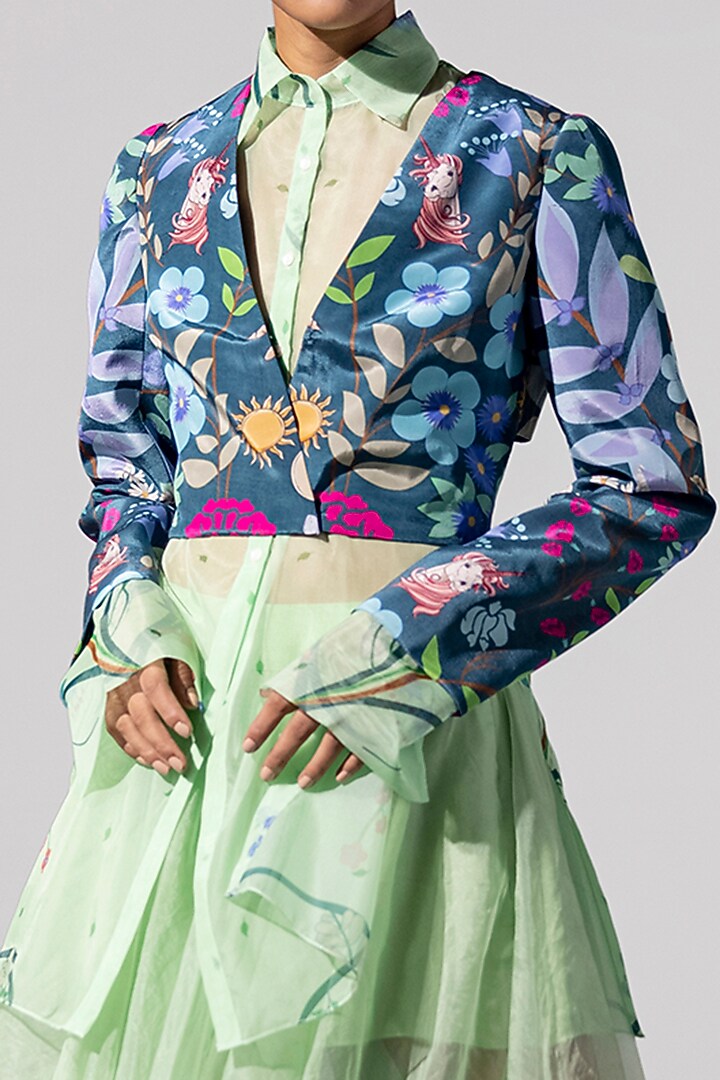Mint Green Printed Shirt by Limerick By Abirr N' Nanki at Pernia's Pop Up Shop