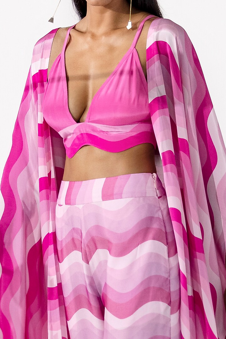 Magenta Printed Asymmetrical Cape by Limerick By Abirr N' Nanki at Pernia's Pop Up Shop
